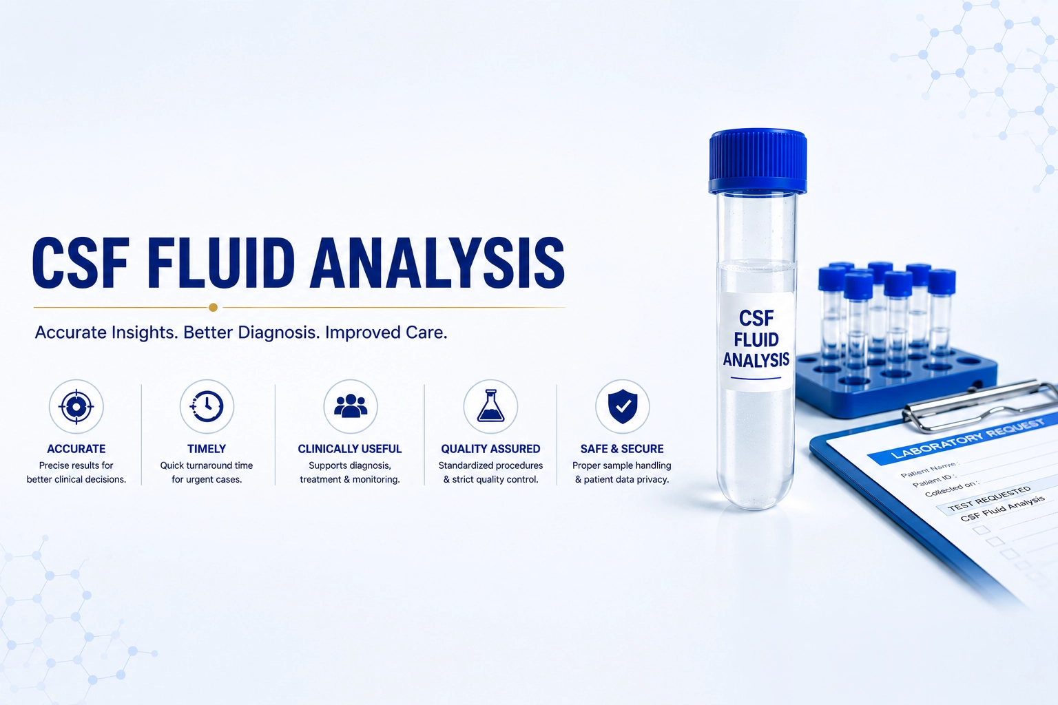 CSF Fluid Analysis laboratory test for diagnosing neurological infections and cerebrospinal disorders at Focus Diagnostics Hyderabad