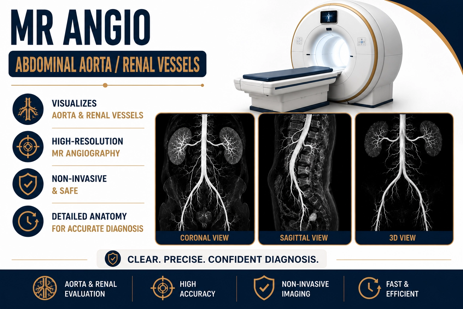 MR Angio Abdominal Aorta and Renal Vessels MRI Scan at Focus Diagnostics Radiology Department