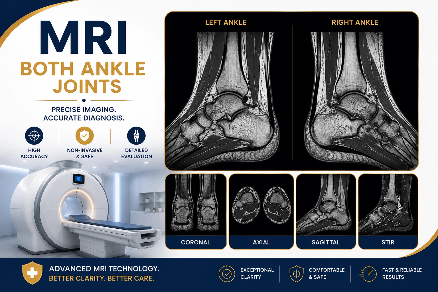 MRI Both Ankle Joints scan at Focus Diagnostics Hyderabad Radiology Department