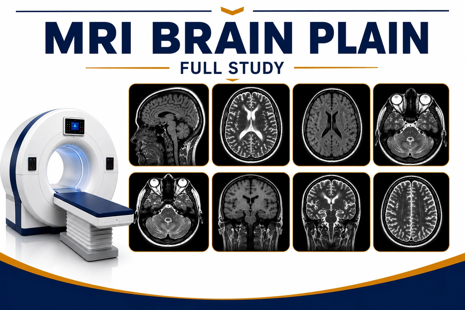 MRI Brain Plain Full Study scan at Focus Diagnostics for detailed neurological brain imaging and accurate diagnosis