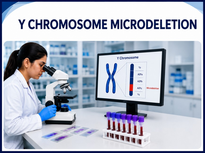 Y Chromosome Microdeletion genetic test showing AZF region analysis for male infertility, azoospermia, and low sperm count evaluation