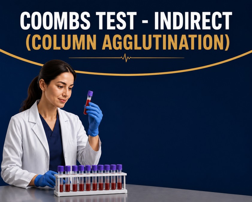Indirect Coombs test column agglutination method detecting free antibodies in serum for pregnancy and blood transfusion compatibility screening