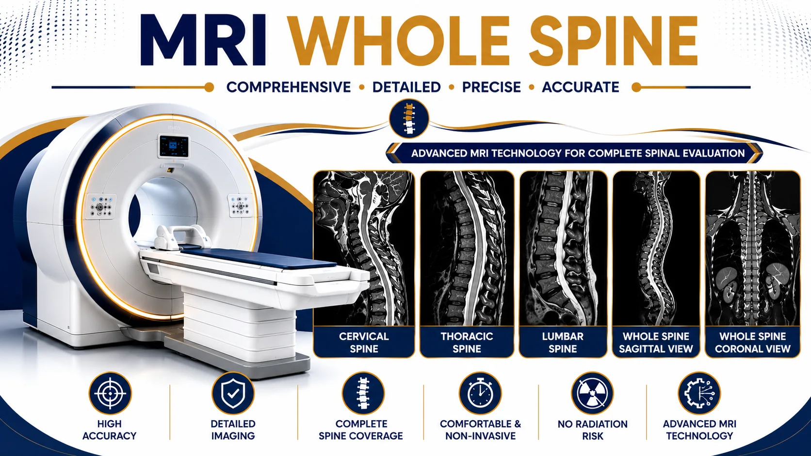MRI Whole Body Scan for comprehensive evaluation of organs, spine, bones, soft tissues, tumors, inflammation, and systemic abnormalities at Focus Diagnostics