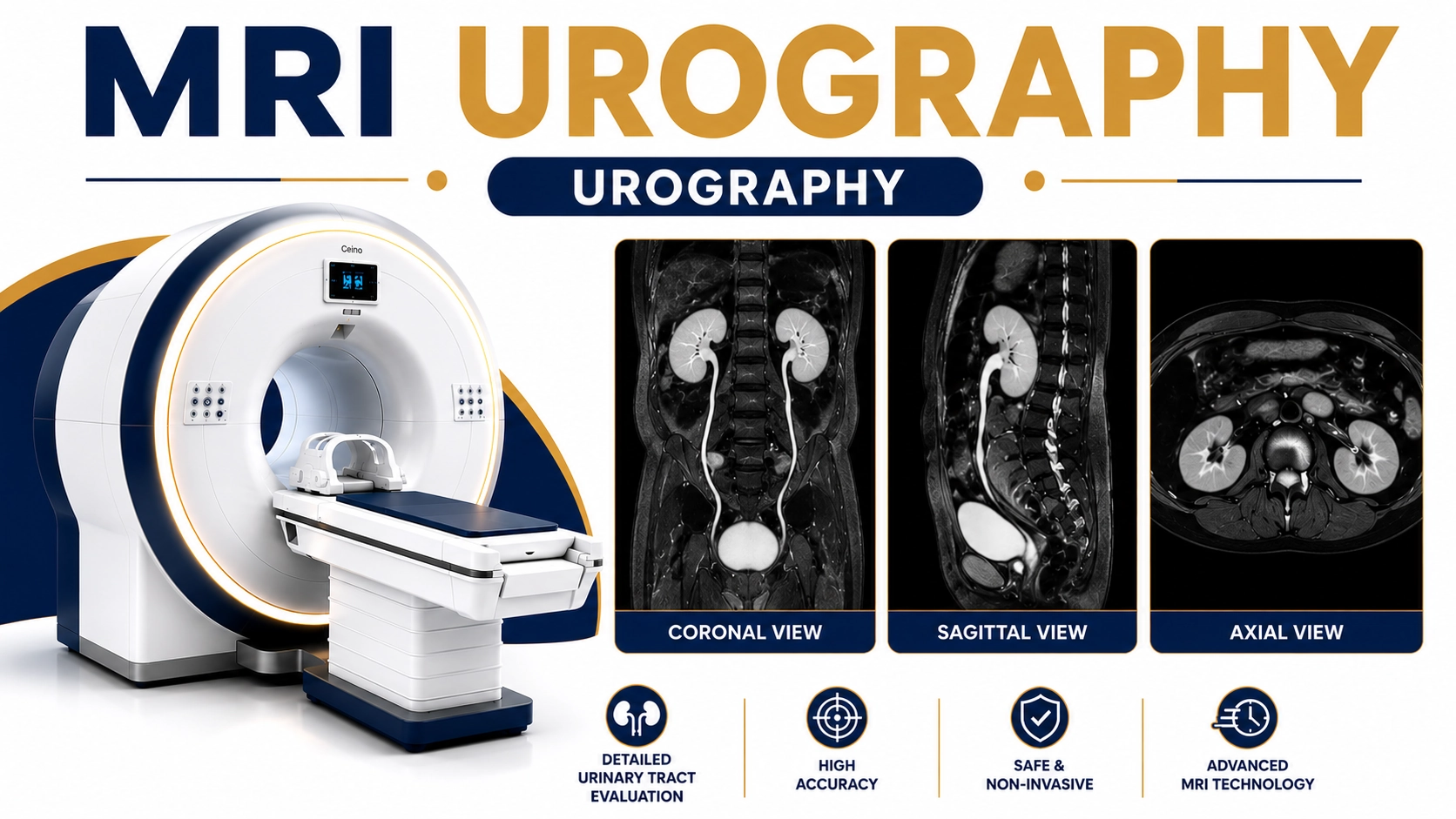 MRI Urography scan for evaluation of kidneys, ureters, urinary tract obstruction, tumors, congenital abnormalities, and urinary system disorders at Focus Diagnostics