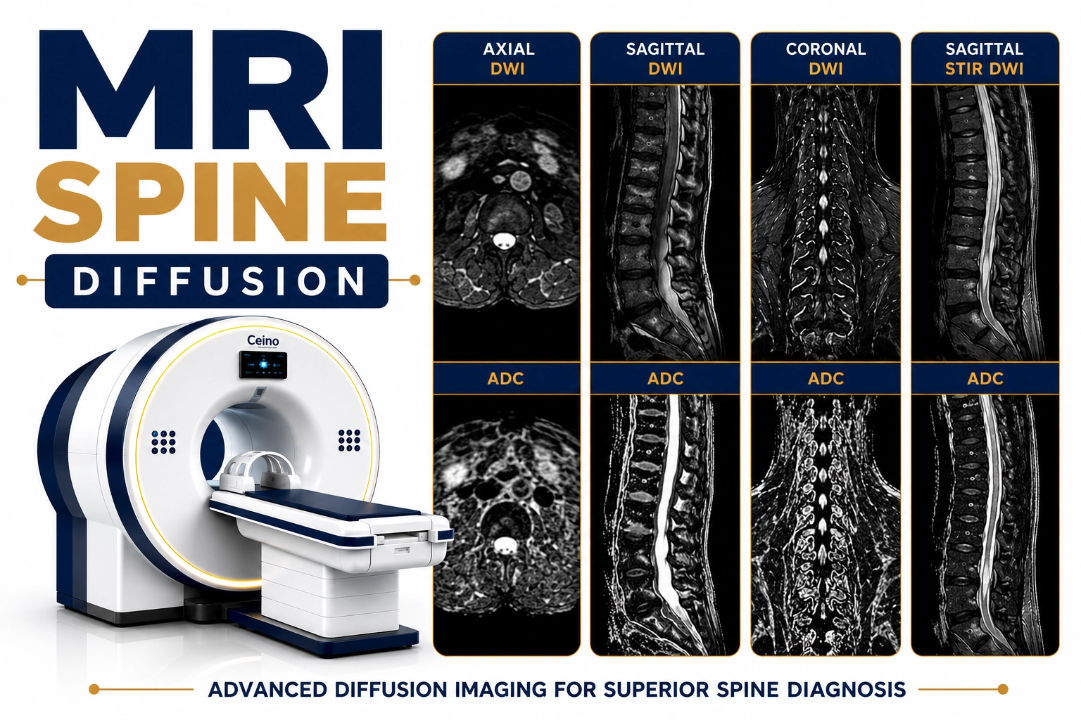 MRI Spine Diffusion scan for evaluation of spinal cord abnormalities, tumors, infections, inflammation, and neurological disorders at Focus Diagnostics