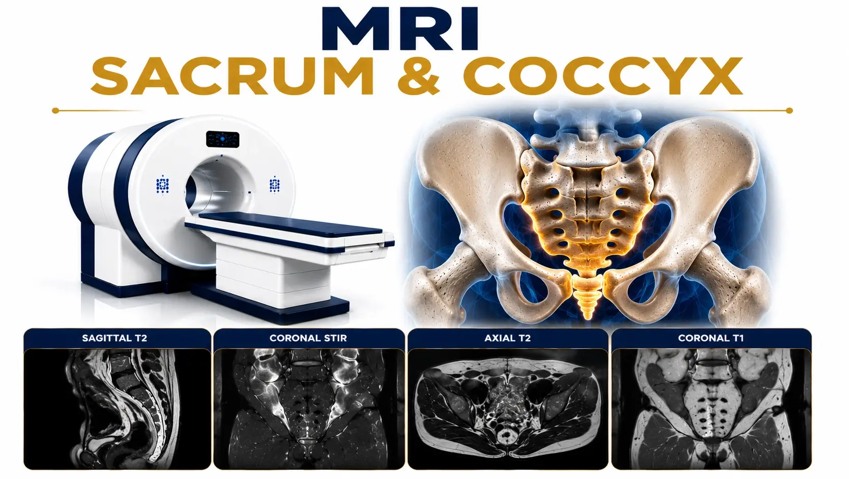 MRI Sacrum and Coccyx scan for evaluation of tailbone pain, sacral fractures, inflammation, nerve disorders, tumors, and soft tissue abnormalities at Focus Diagnostics
