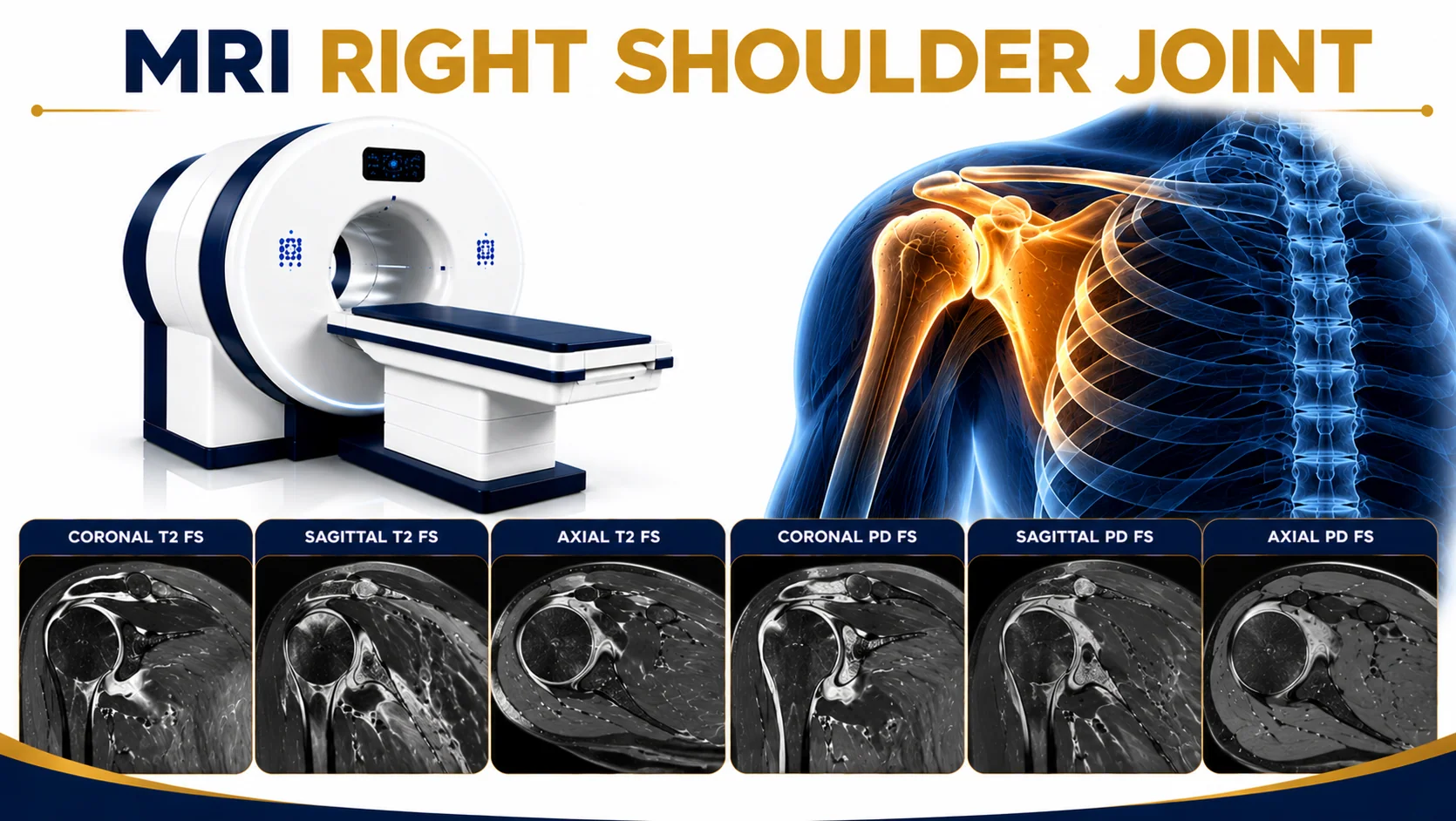 MRI Right Shoulder Joint scan for evaluation of rotator cuff injuries, labral tears, arthritis, shoulder pain, instability, and soft tissue abnormalities at Focus Diagnostics