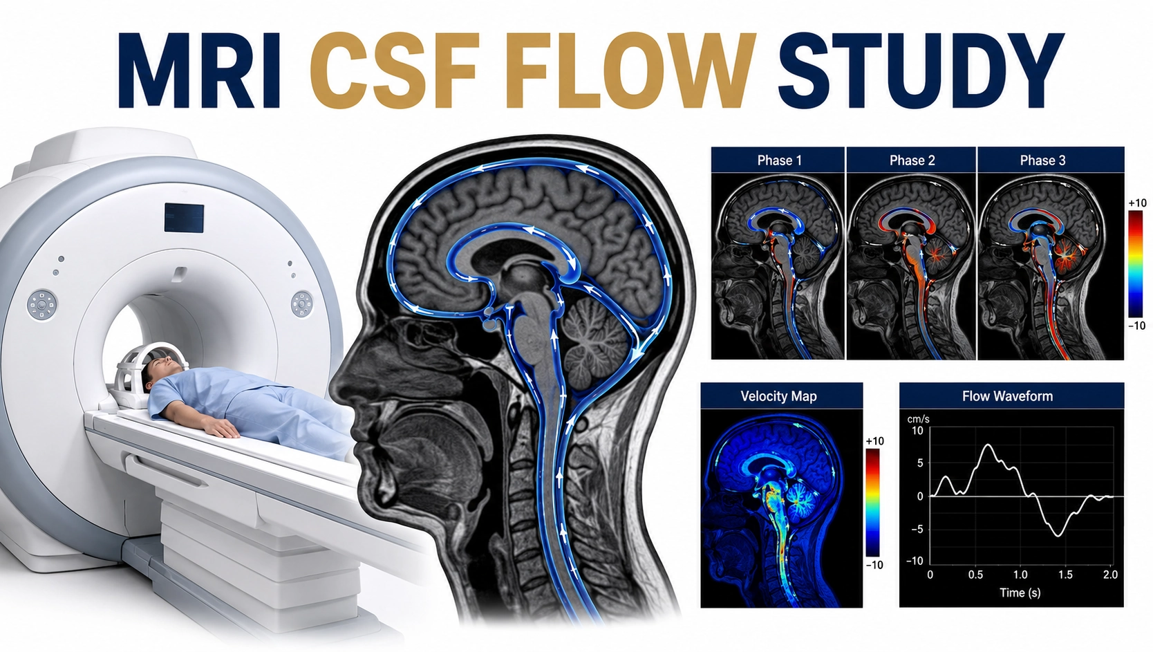MRI CSF Flow Study scan for cerebrospinal fluid circulation assessment at Focus Diagnostics