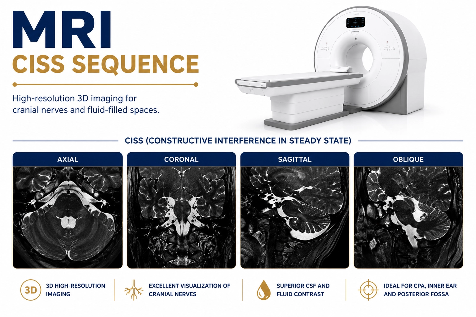 MRI CISS Sequence scan at Focus Diagnostics Hyderabad for advanced high-resolution neurological and cranial nerve imaging evaluation