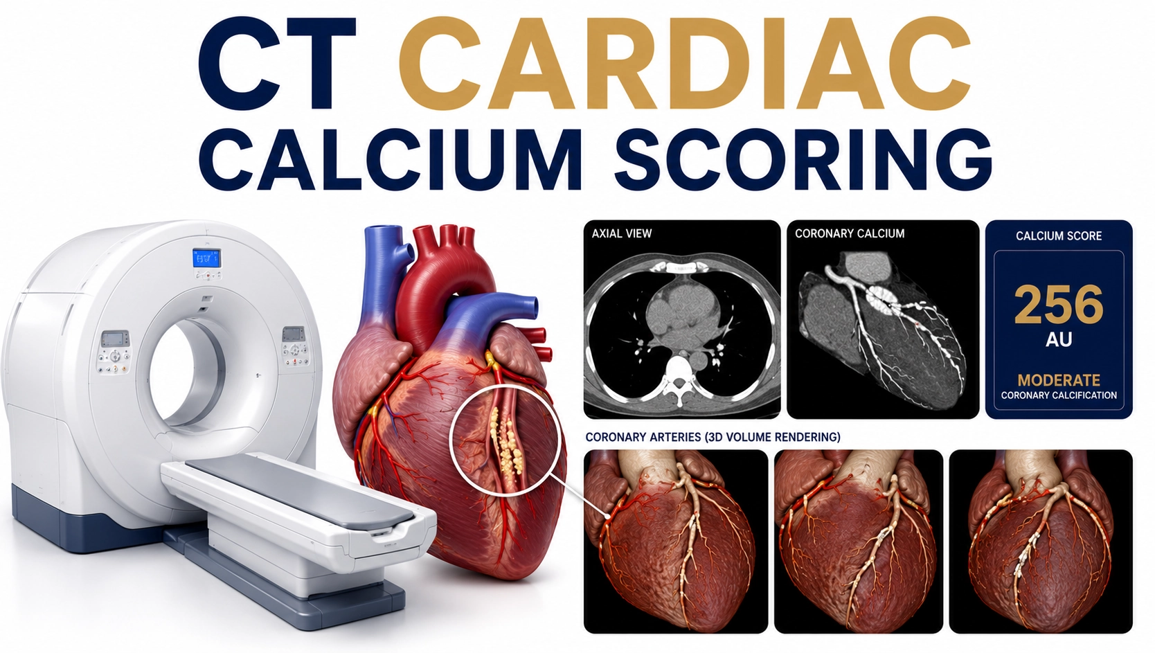 CT Cardiac Calcium Scoring scan for assessment of coronary artery calcification, heart disease risk, and cardiovascular health screening at Focus Diagnostics