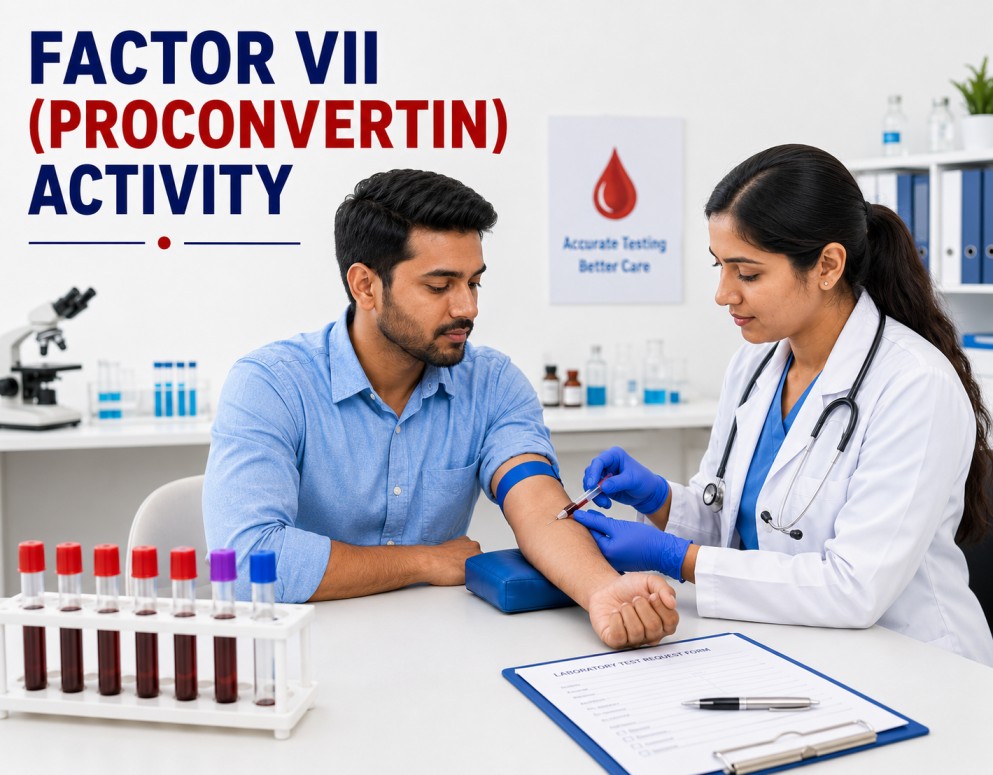 Factor VII (Proconvertin) Activity test showing blood coagulation factor analysis for bleeding disorders and clotting function assessment