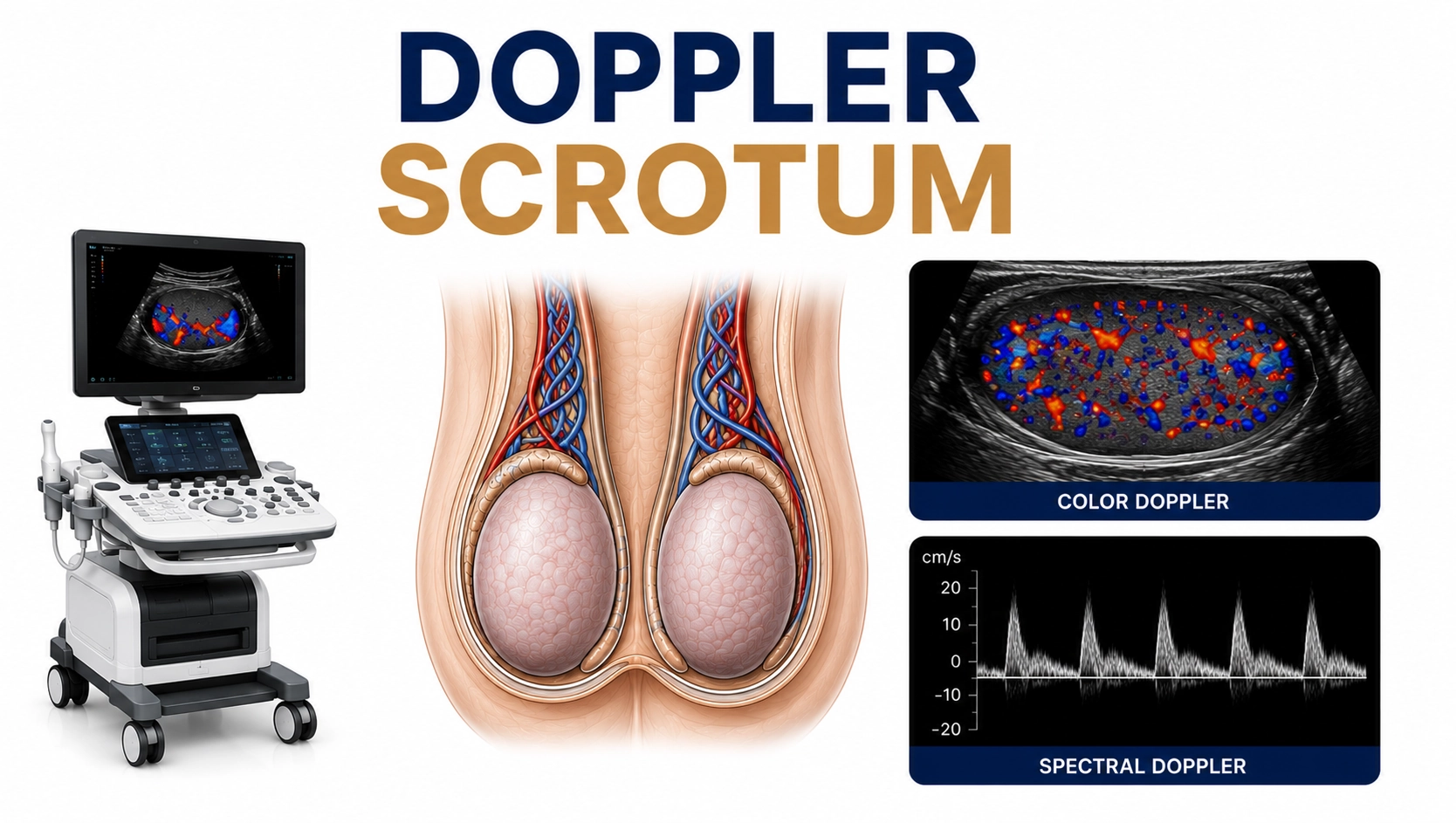 Scrotal Doppler ultrasound for evaluation of testicular blood flow, varicocele, testicular torsion, scrotal pain, and vascular abnormalities at Focus Diagnostics