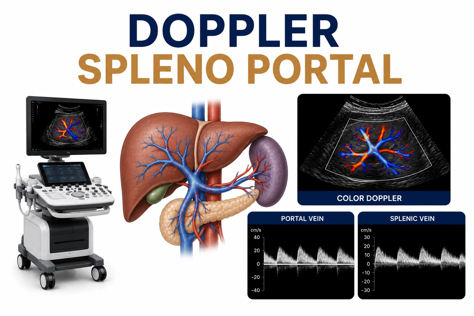 Spleno Portal Doppler ultrasound for evaluation of portal vein blood flow, splenic vein circulation, portal hypertension, and liver vascular disorders at Focus Diagnostics