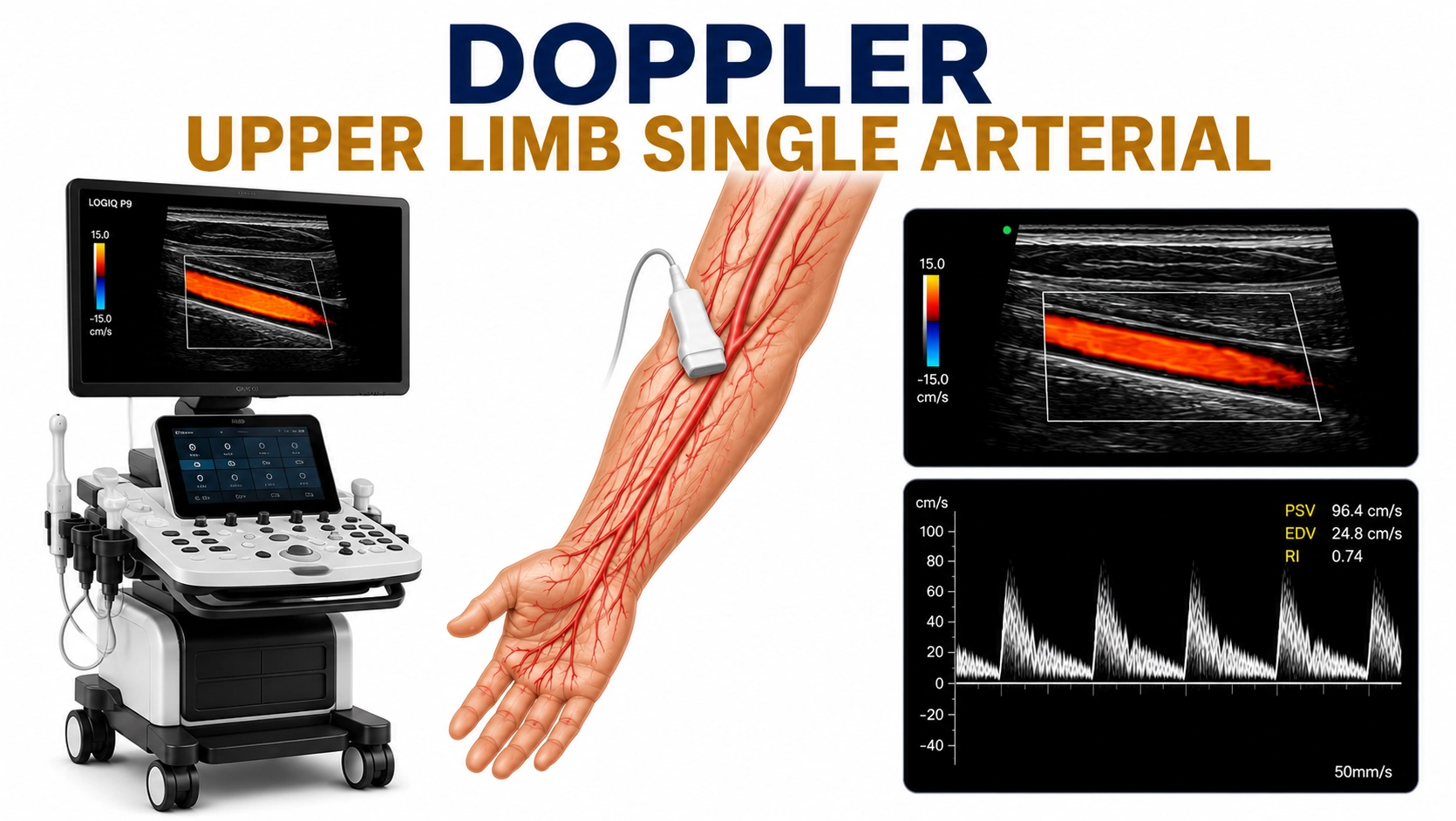 Upper Limb Single Arterial Doppler ultrasound for evaluation of arterial blood flow, vascular blockages, circulation disorders, and peripheral arterial disease in one arm at Focus Diagnostics