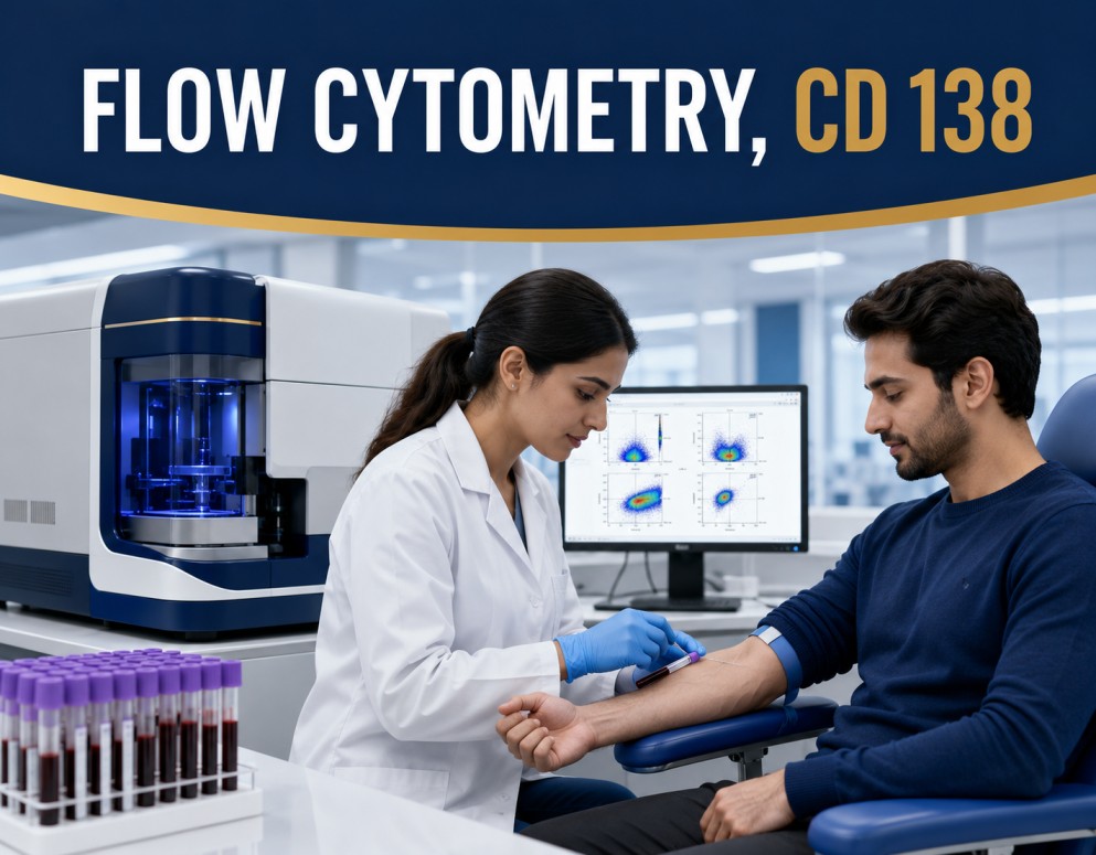 Flow Cytometry CD138 plasma cell marker analysis showing immunophenotyping for Multiple Myeloma, plasma cell neoplasms, and bone marrow disorders