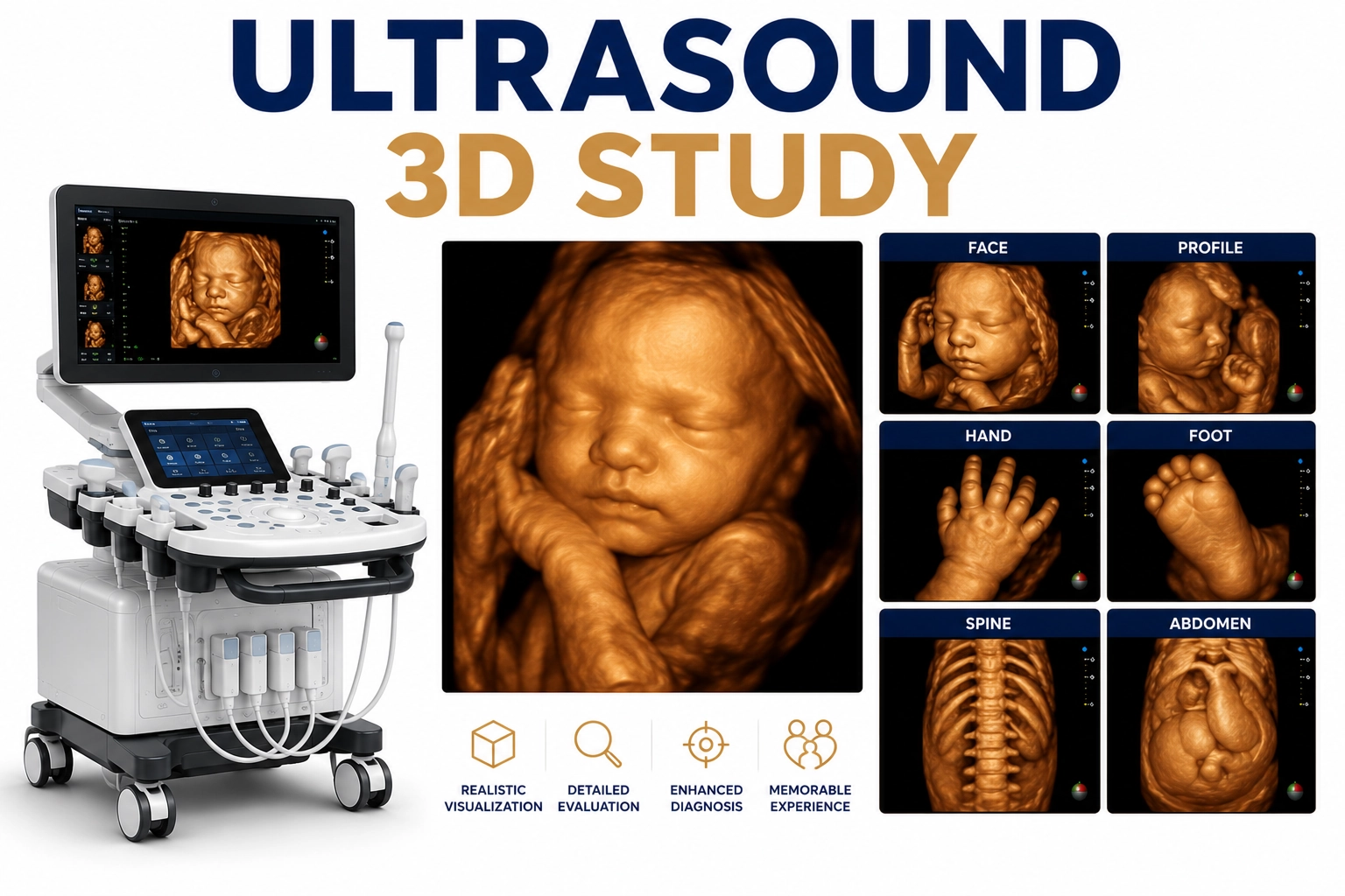 Ultrasound 3D Study for detailed three-dimensional imaging of any body region to evaluate anatomy, abnormalities, lesions, and structural conditions at Focus Diagnostics