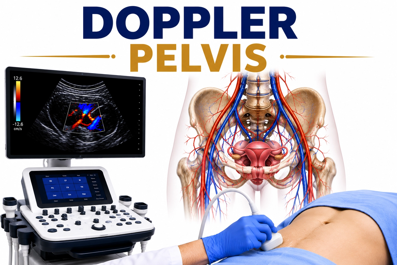 Doppler Pelvis ultrasound for evaluation of pelvic blood flow, uterine circulation, ovarian vessels, pelvic vascular disorders, and reproductive health assessment at Focus Diagnostics