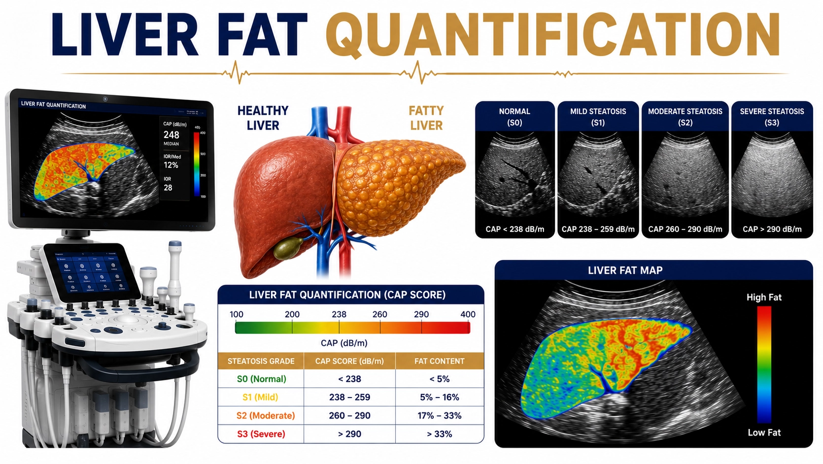 Liver Fat Quantification ultrasound for measuring liver fat content, diagnosing fatty liver disease, monitoring NAFLD, and assessing liver health at Focus Diagnostics