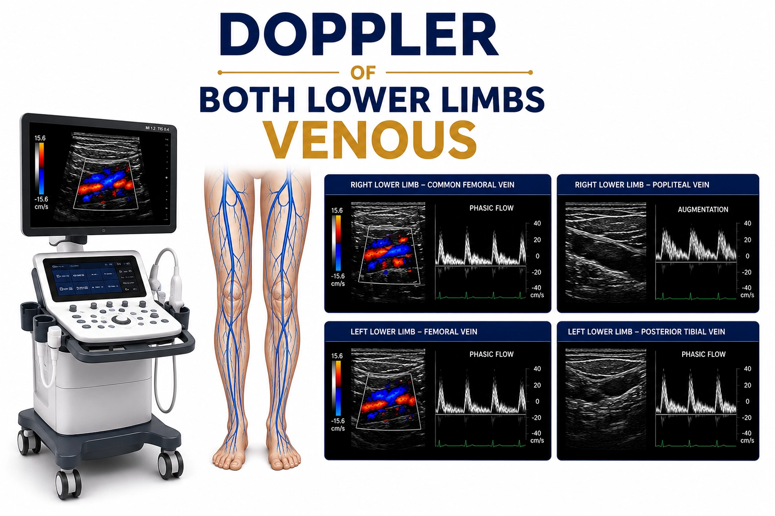 Doppler of Both Lower Limbs Venous ultrasound for evaluation of venous blood flow, deep vein thrombosis, varicose veins, and venous circulation disorders in both legs at Focus Diagnostics