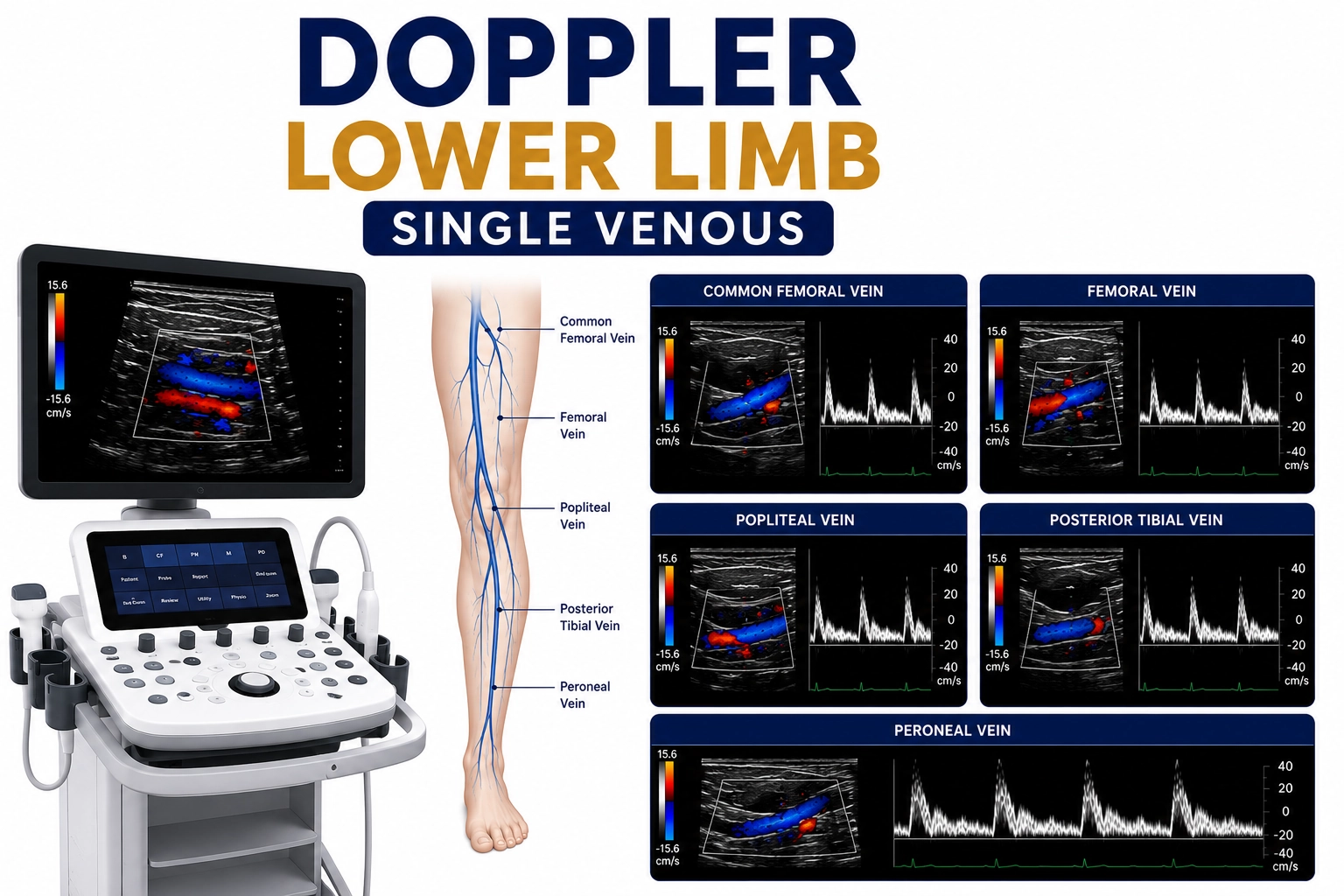 Doppler Lower Limb Single Venous ultrasound for evaluation of venous blood flow, deep vein thrombosis, varicose veins, and circulation disorders at Focus Diagnostics