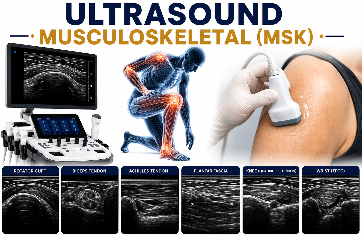 Musculoskeletal Ultrasound (MSK) scan for evaluation of muscles, tendons, ligaments, joints, soft tissues, sports injuries, and musculoskeletal disorders at Focus Diagnostics