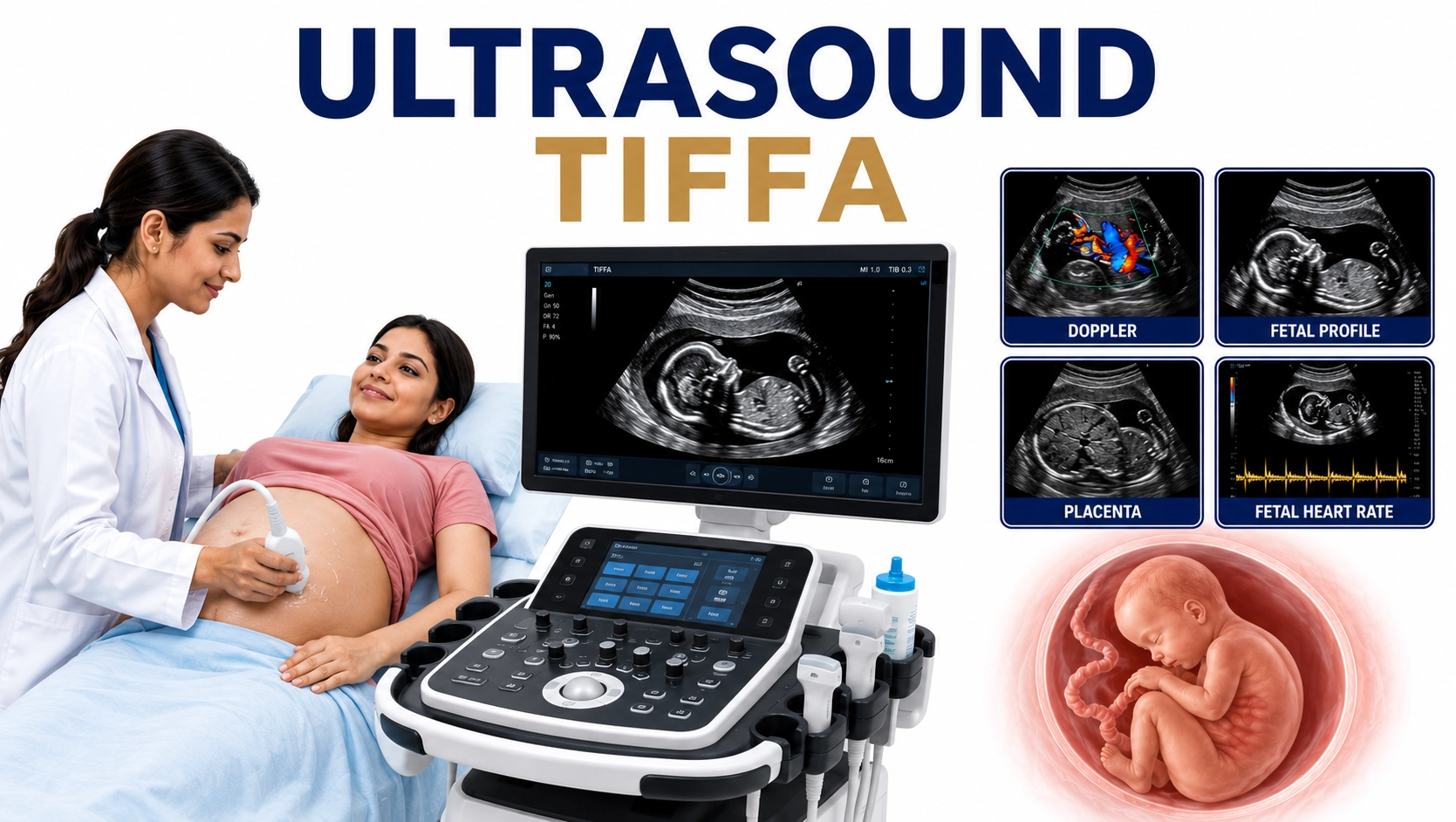 Ultrasound TIFFA scan for detailed fetal anomaly screening, fetal anatomy assessment, growth evaluation, and prenatal care during pregnancy at Focus Diagnostics