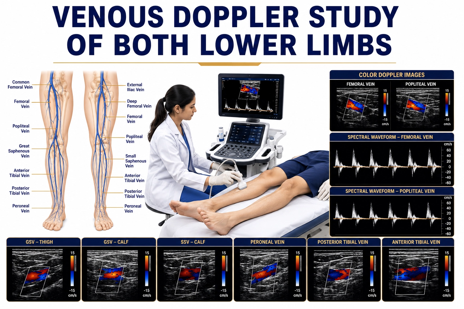 Venous Doppler Study of Both Lower Limbs for evaluation of deep vein thrombosis, venous insufficiency, varicose veins, and lower limb venous circulation at Focus Diagnostics