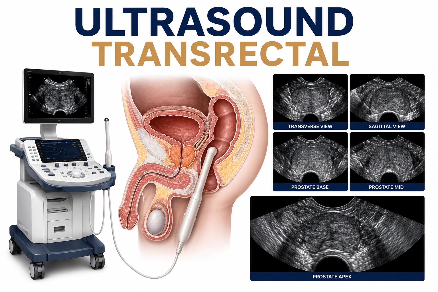 Ultrasound Transrectal scan for evaluation of prostate gland, seminal vesicles, rectal structures, prostate enlargement, and prostate disorders at Focus Diagnostics