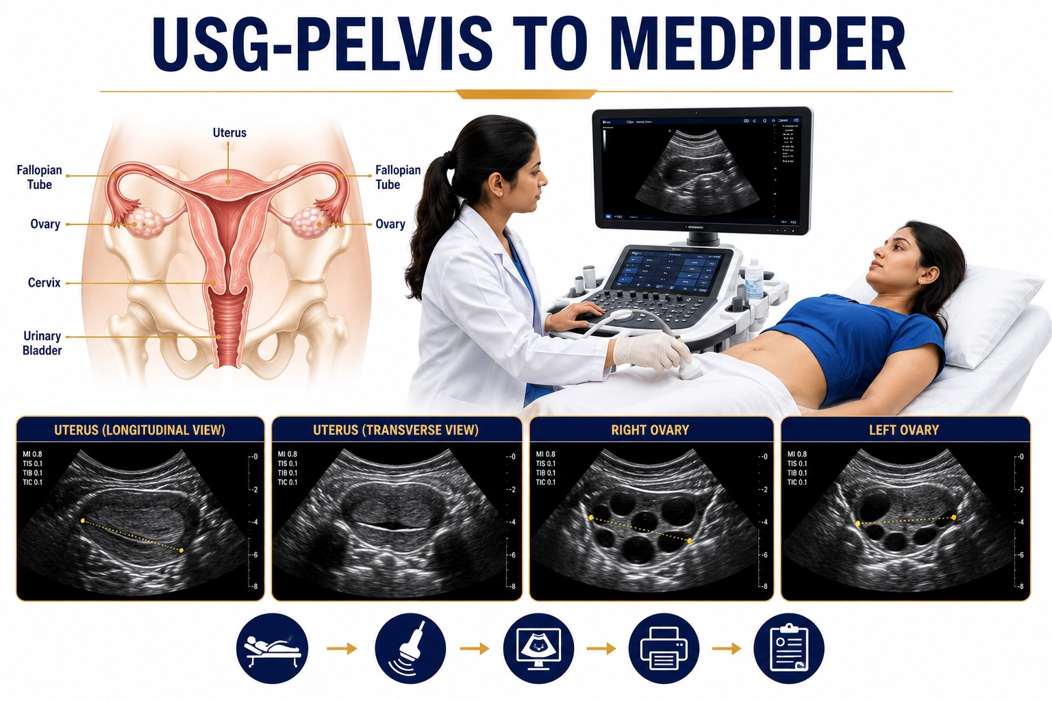 USG Pelvis scan for evaluation of uterus, ovaries, urinary bladder, pelvic organs, and gynecological conditions at Focus Diagnostics