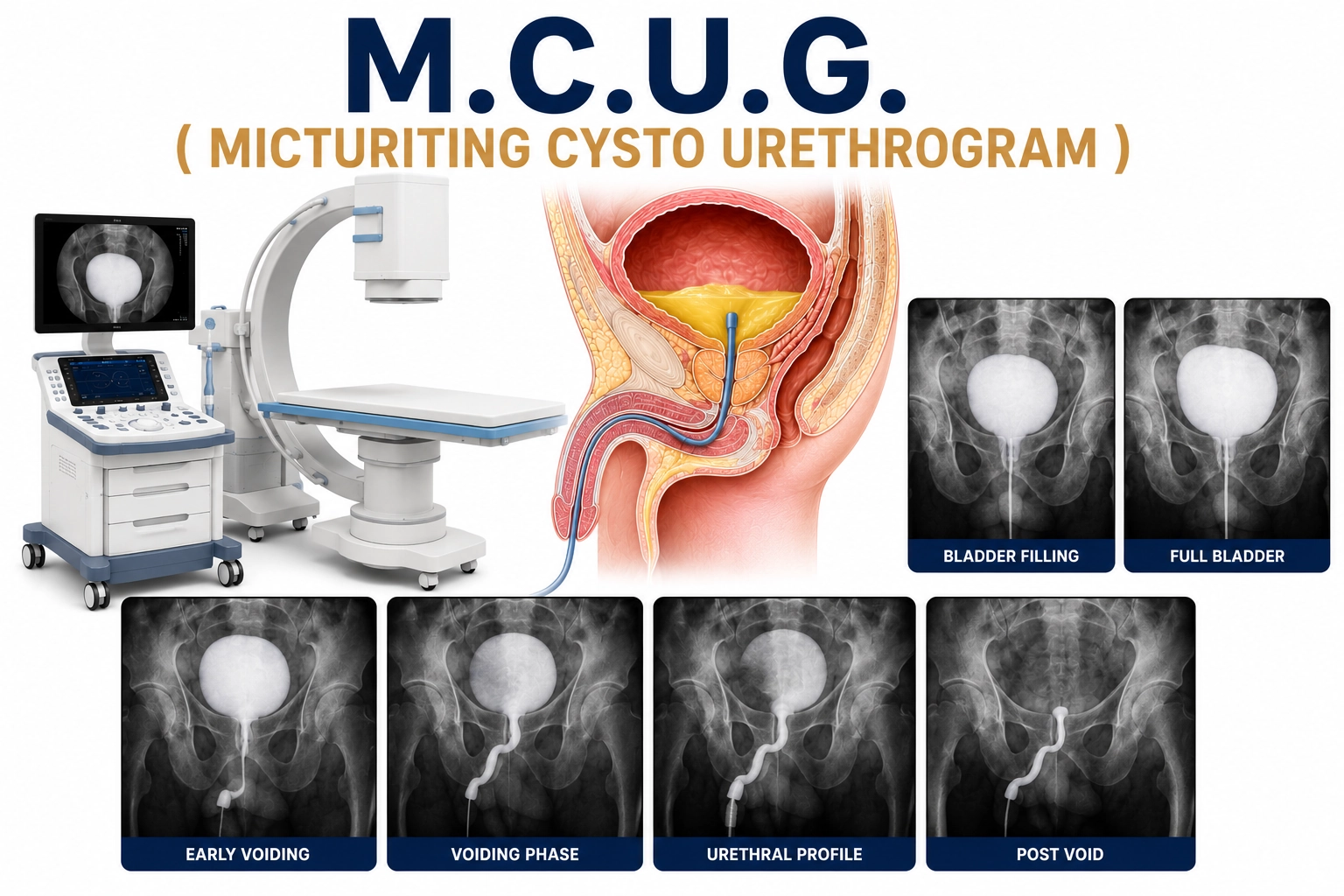 MCUG Micturating Cysto Urethrogram for evaluation of vesicoureteral reflux, urinary tract abnormalities, bladder disorders, and urethral conditions at Focus Diagnostics