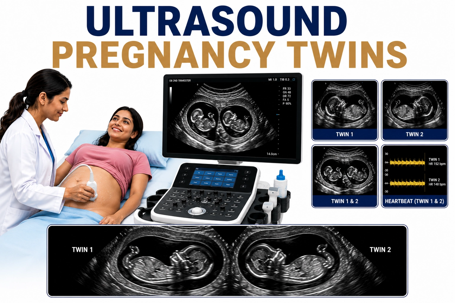 Ultrasound Pregnancy Twins scan for twin fetal growth assessment, fetal well-being, placental evaluation, and monitoring of twin pregnancies at Focus Diagnostics