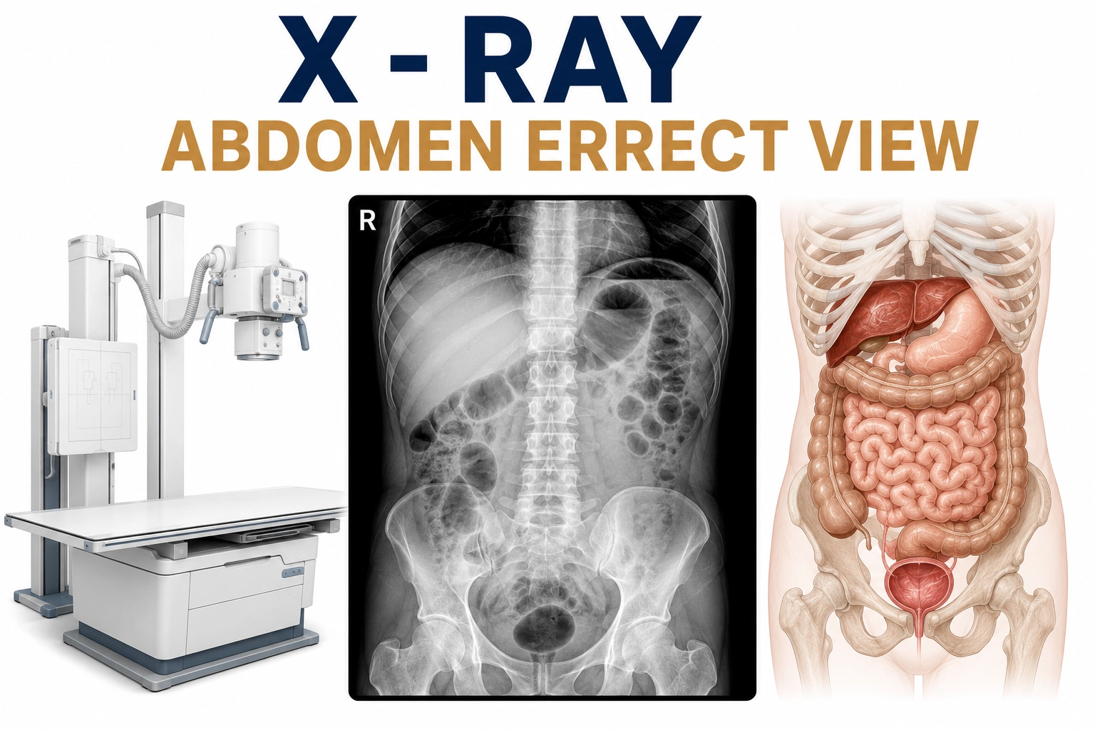 X-Ray Abdomen Erect View for evaluation of intestinal obstruction, perforation, abdominal pain, air-fluid levels, and abdominal disorders at Focus Diagnostics