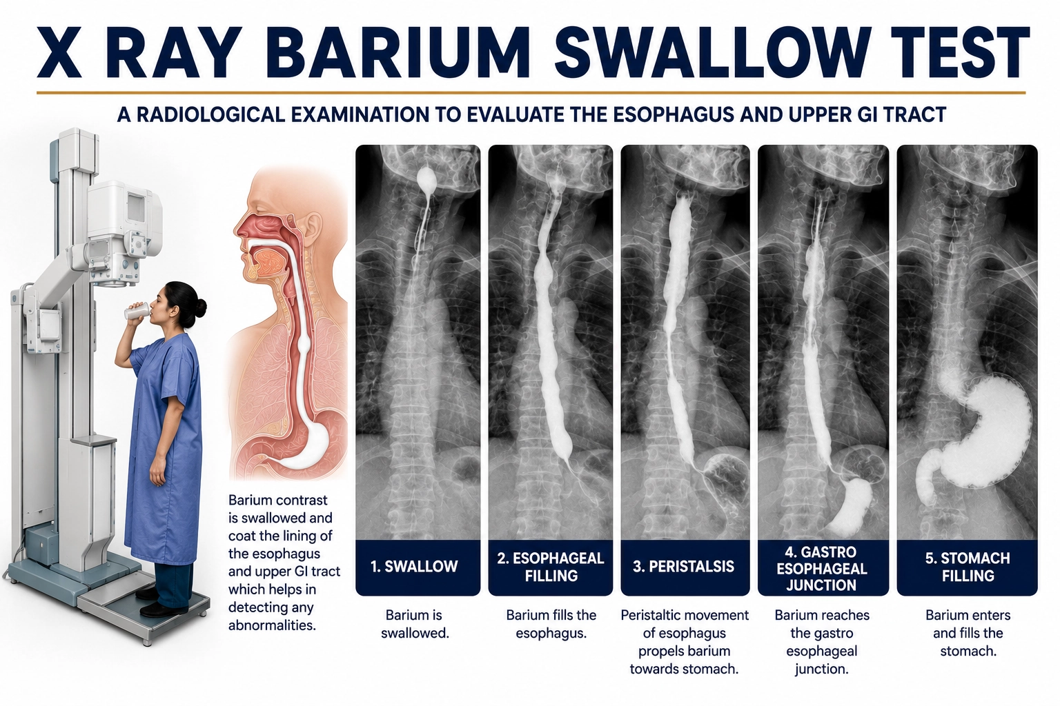 X Ray Barium Swallow Test for evaluation of swallowing disorders, esophageal abnormalities, reflux disease, and upper gastrointestinal conditions at Focus Diagnostics