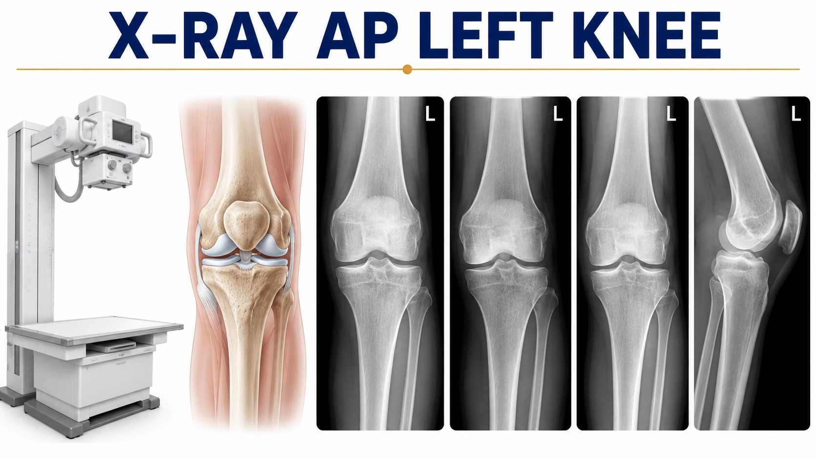 X-Ray AP Left Knee for evaluation of fractures, arthritis, joint pain, swelling, and knee joint abnormalities at Focus Diagnostics