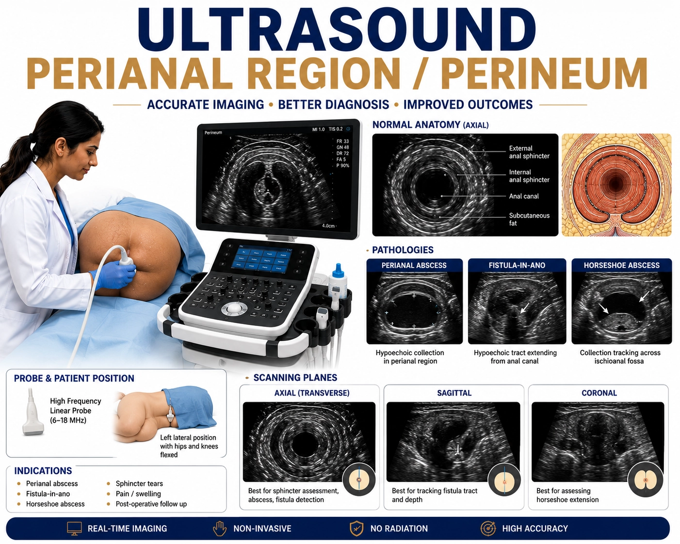 Ultrasound Perianal Region Perineum scan for evaluation of fistulas, abscesses, perianal infections, soft tissue abnormalities, and perineal disorders at Focus Diagnostics