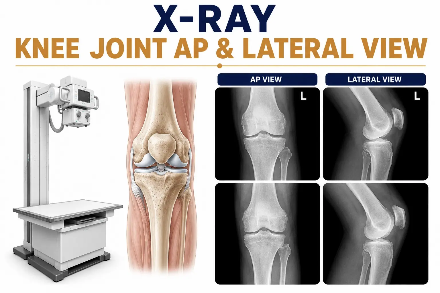 X-Ray Knee Joint AP and Lateral View for evaluation of fractures, arthritis, joint pain, swelling, and knee joint abnormalities at Focus Diagnostics