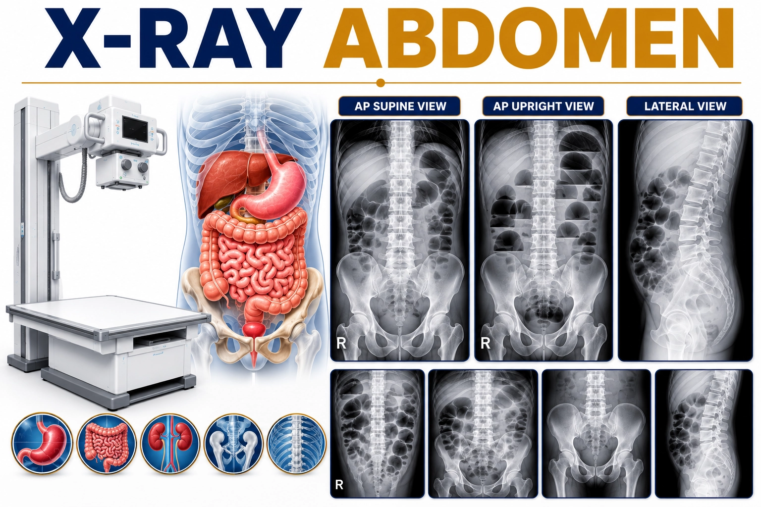 X-Ray Abdomen for evaluation of abdominal pain, bowel obstruction, kidney stones, gas patterns, and abdominal abnormalities at Focus Diagnostics