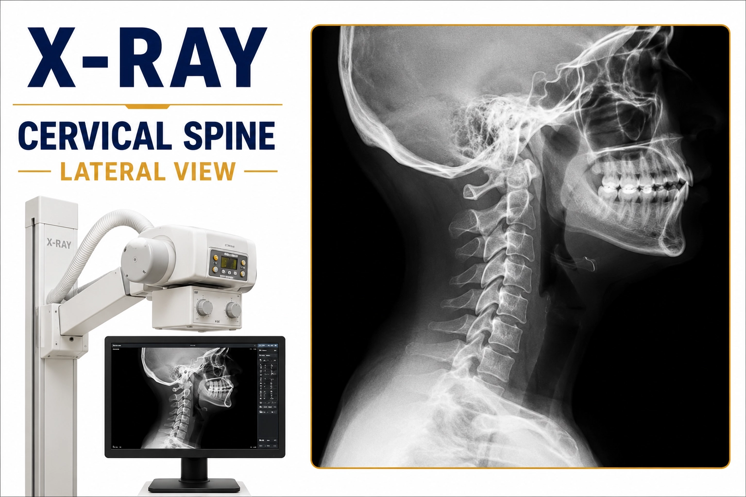 X-Ray Cervical Spine Lateral View for evaluation of neck pain, cervical spondylosis, fractures, spinal alignment, and cervical spine disorders at Focus Diagnostics