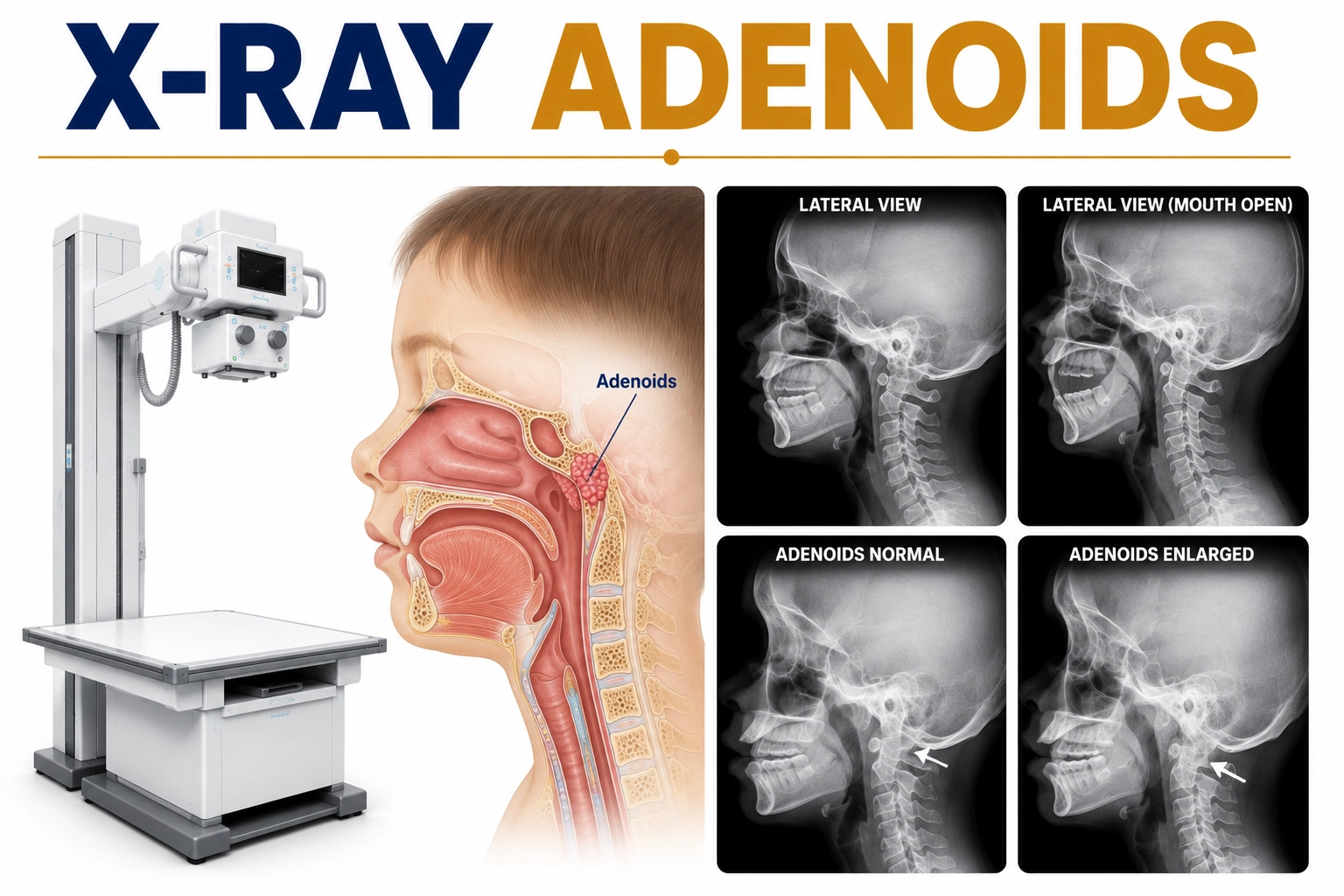 X-Ray Adenoids for evaluation of enlarged adenoids, nasal obstruction, mouth breathing, snoring, and upper airway assessment at Focus Diagnostics