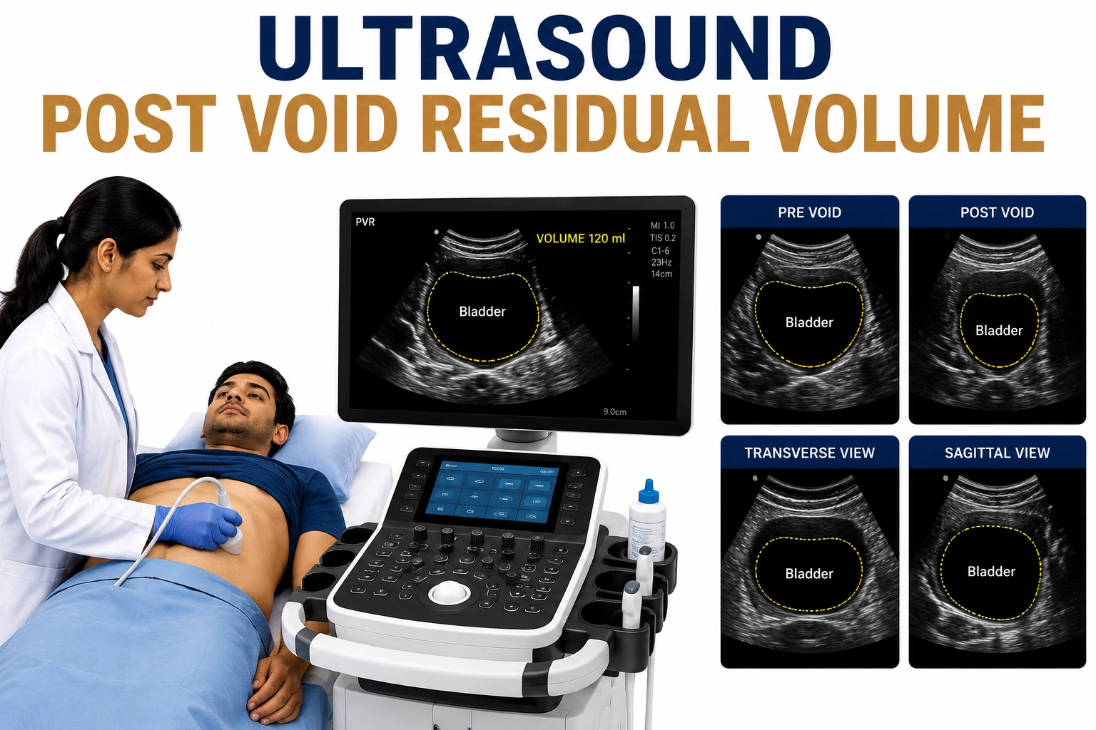 Ultrasound Post Void Residual Volume scan for assessment of bladder emptying, urinary retention, prostate disorders, and urinary tract dysfunction at Focus Diagnostics