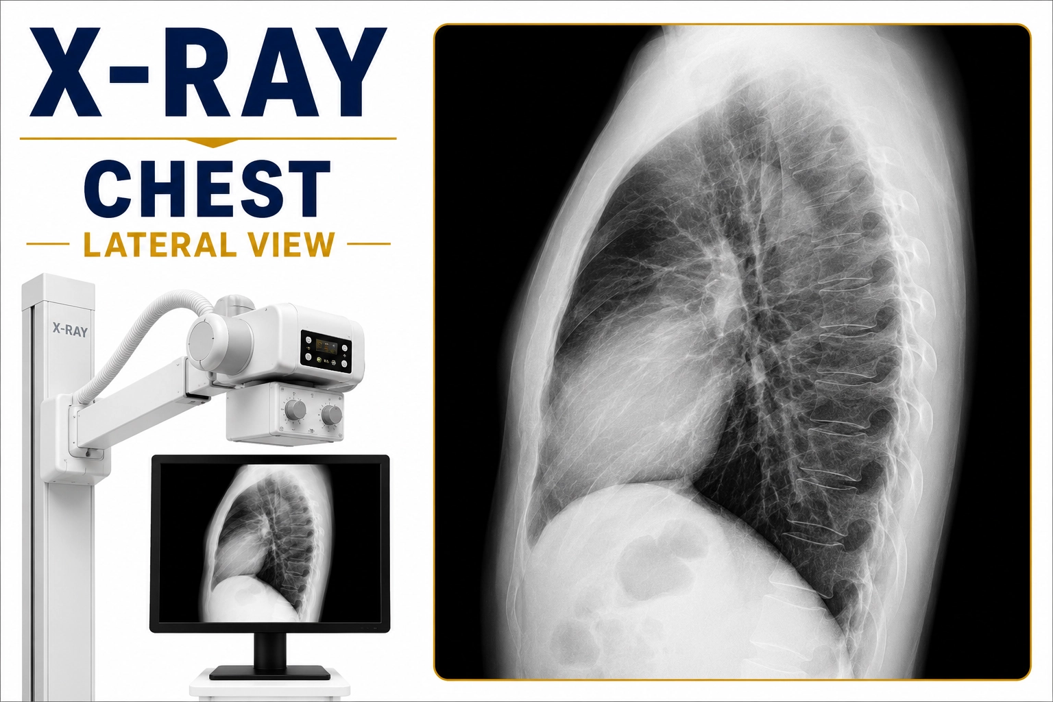 X-Ray Chest Lateral View for evaluation of lungs, heart, mediastinum, chest infections, and thoracic abnormalities at Focus Diagnostics