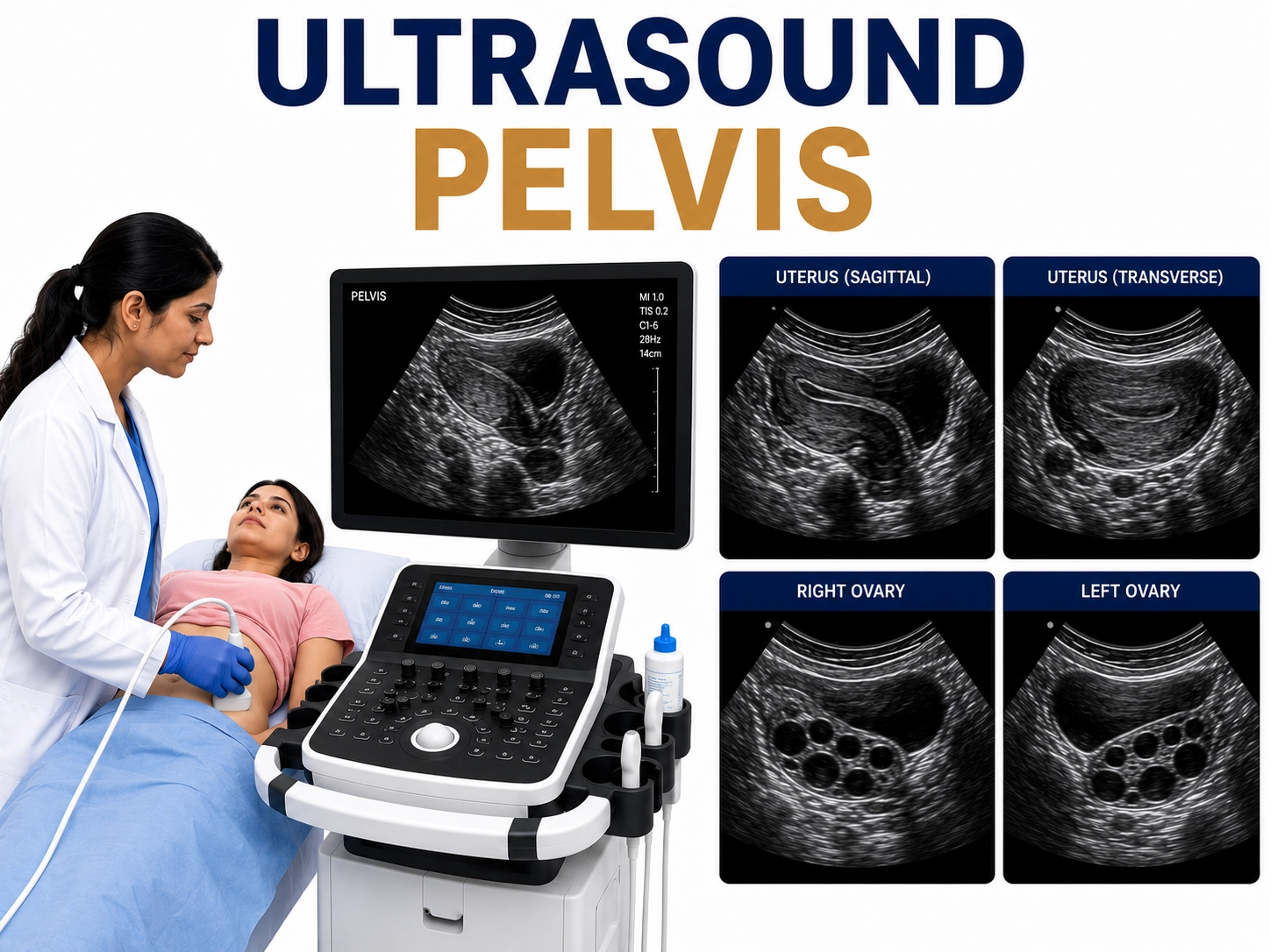 Ultrasound Pelvis scan for evaluation of uterus, ovaries, urinary bladder, prostate, pelvic organs, and pelvic abnormalities at Focus Diagnostics