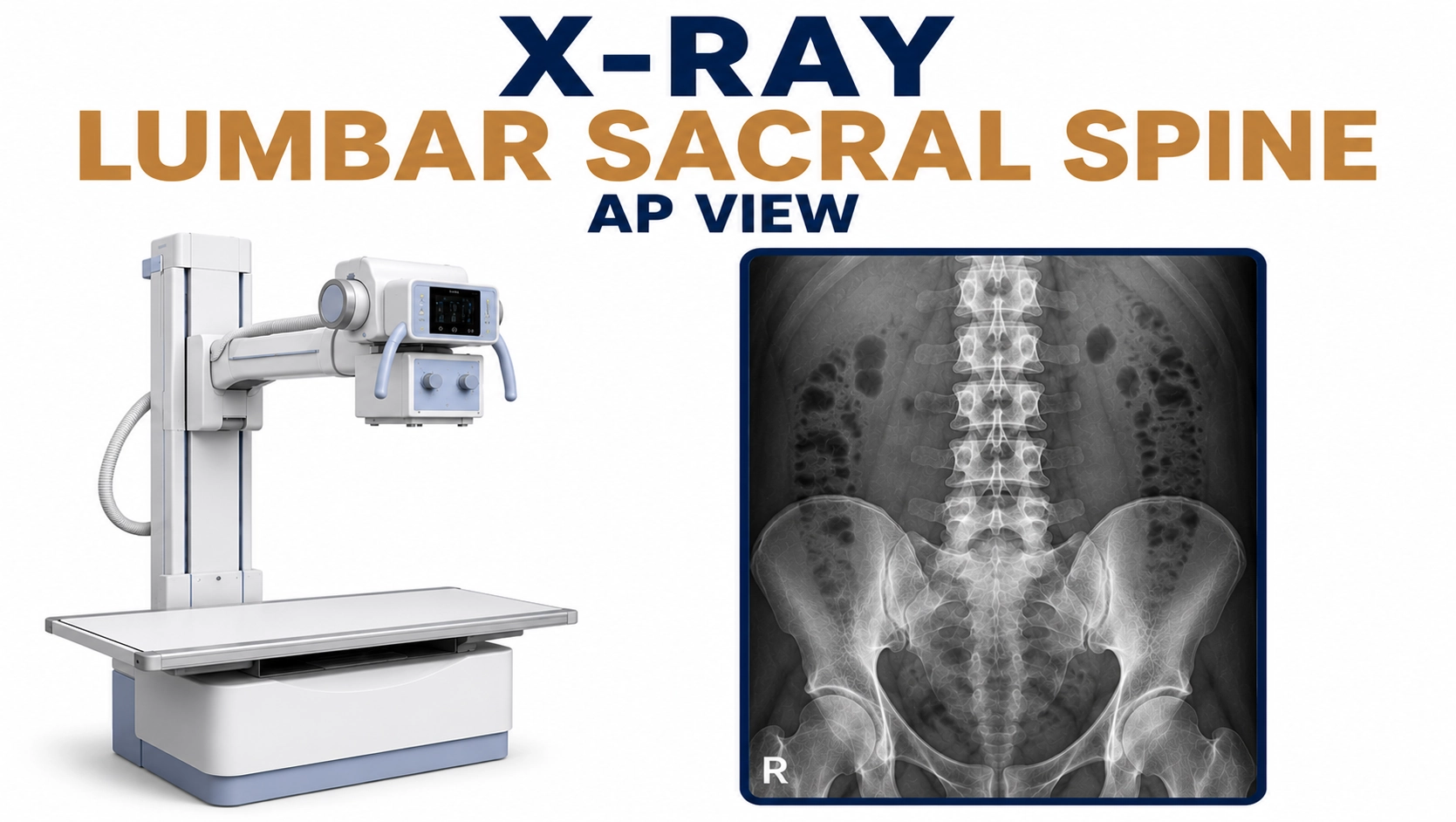 X-Ray Lumbar Sacral Spine AP View for evaluation of lower back pain, lumbar spine disorders, fractures, arthritis, and spinal alignment abnormalities at Focus Diagnostics
