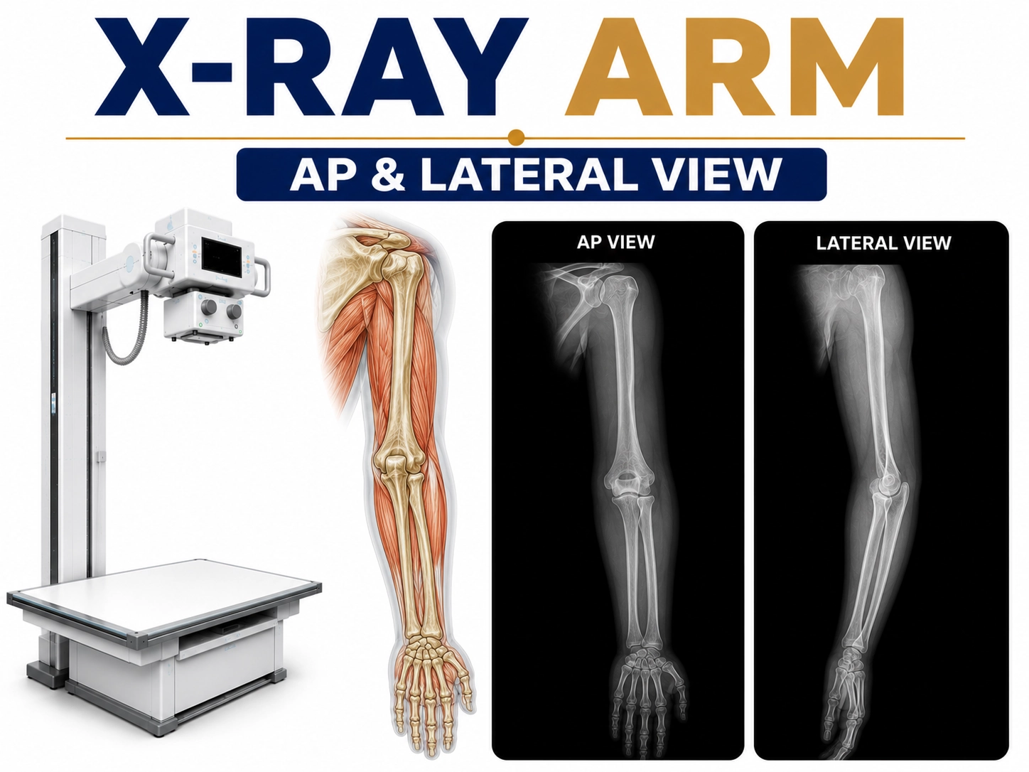 X-Ray Arm AP and Lateral View for evaluation of arm fractures, bone injuries, joint abnormalities, and musculoskeletal conditions at Focus Diagnostics