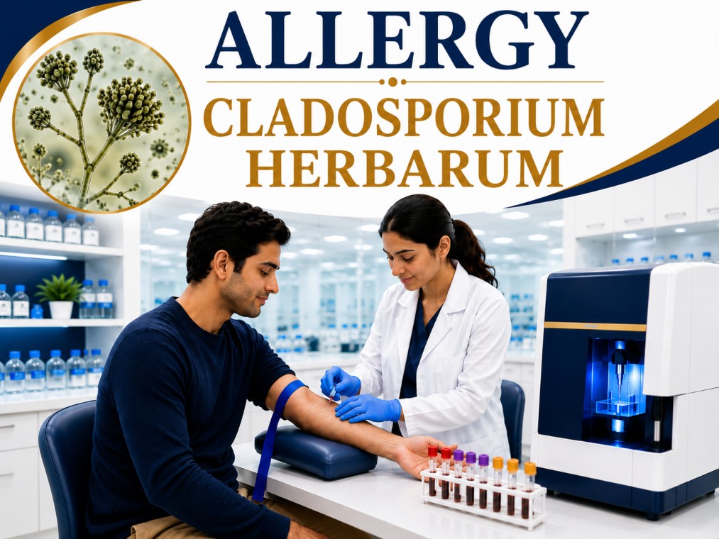 Cladosporium herbarum allergy blood test showing specific IgE antibody analysis for mold allergy, allergic rhinitis, asthma, and respiratory hypersensitivity evaluation