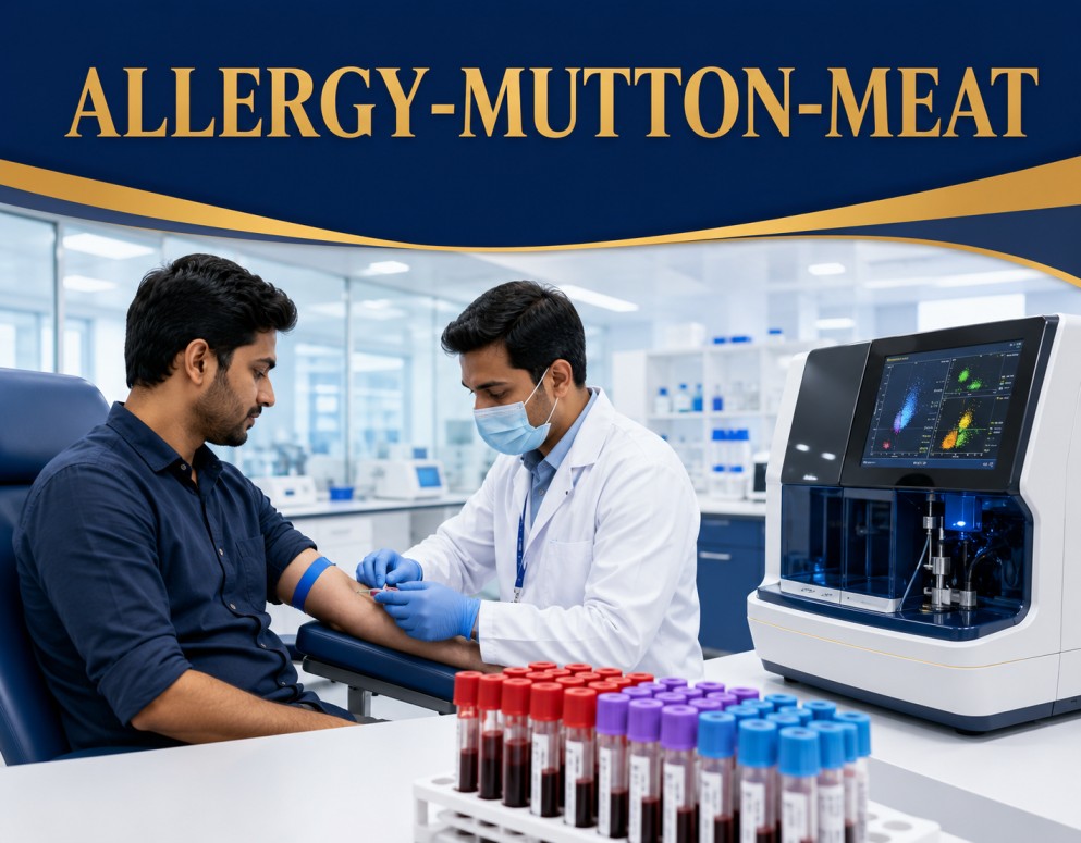 Mutton Meat Allergy Test blood test for detecting specific IgE antibodies to mutton meat allergens at Focus Diagnostics