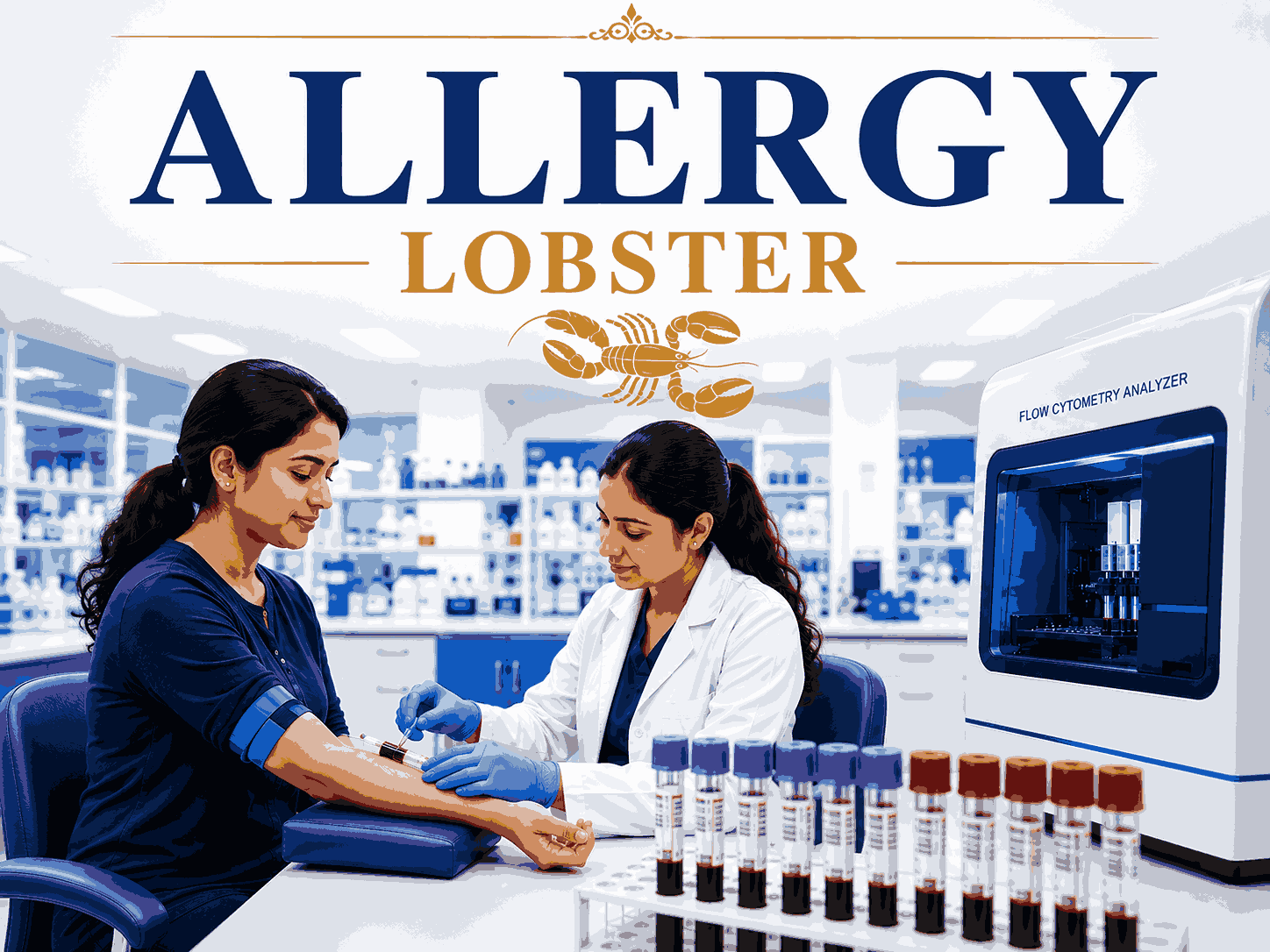 Lobster Allergy Test blood sample analysis for detecting specific IgE antibodies to lobster allergens at Focus Diagnostics