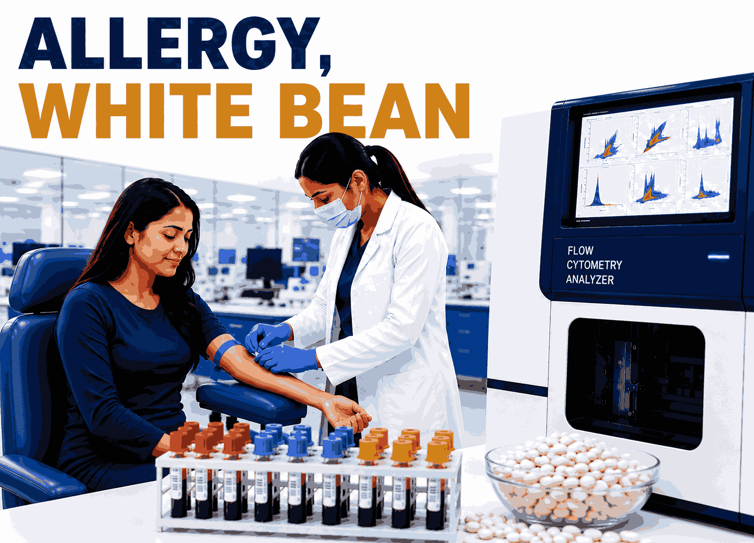 White Bean Allergy Test blood sample for detecting specific IgE antibodies to white bean allergens at Focus Diagnostics