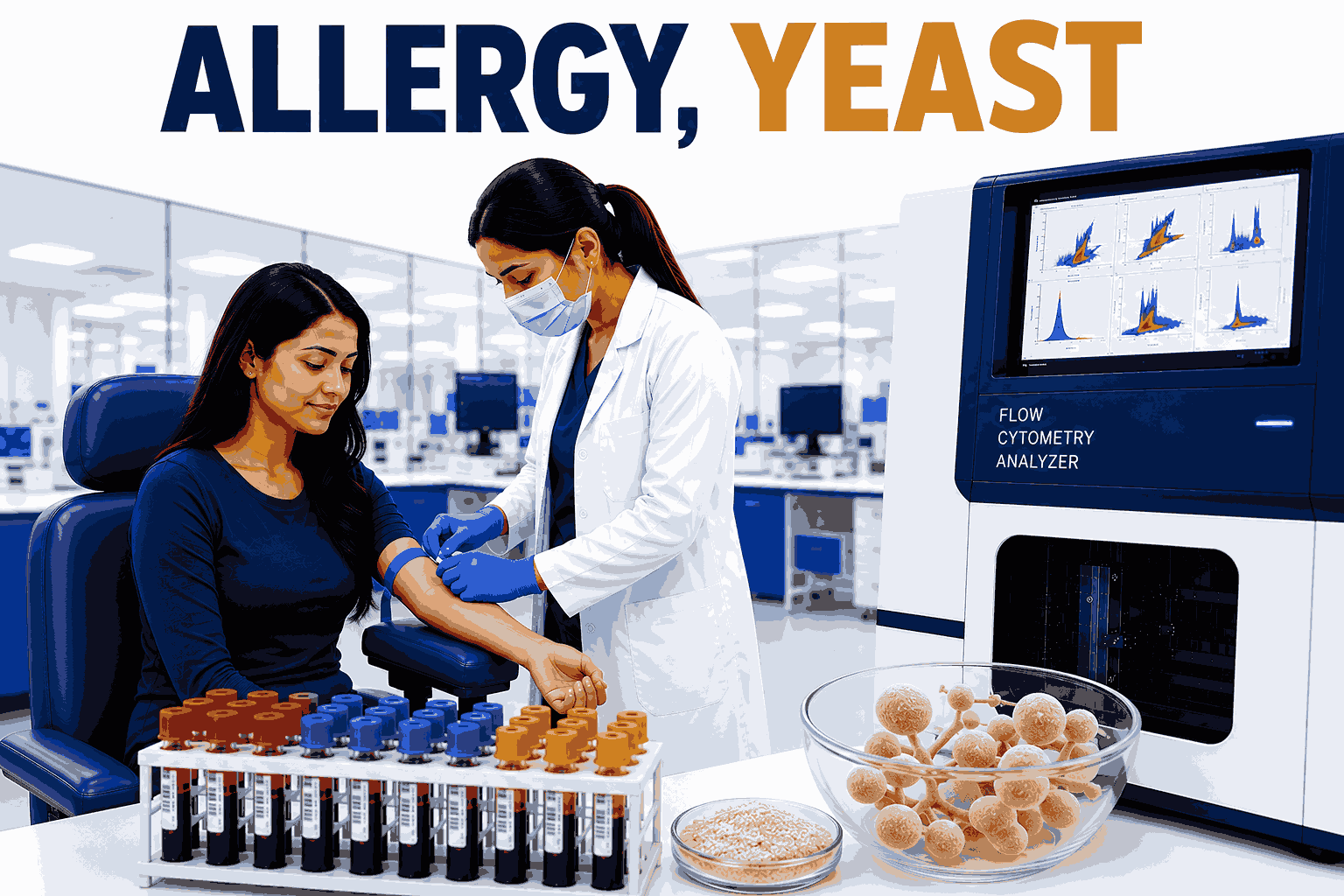 Yeast Allergy Test blood sample analysis for detecting specific IgE antibodies to yeast allergens at Focus Diagnostics
