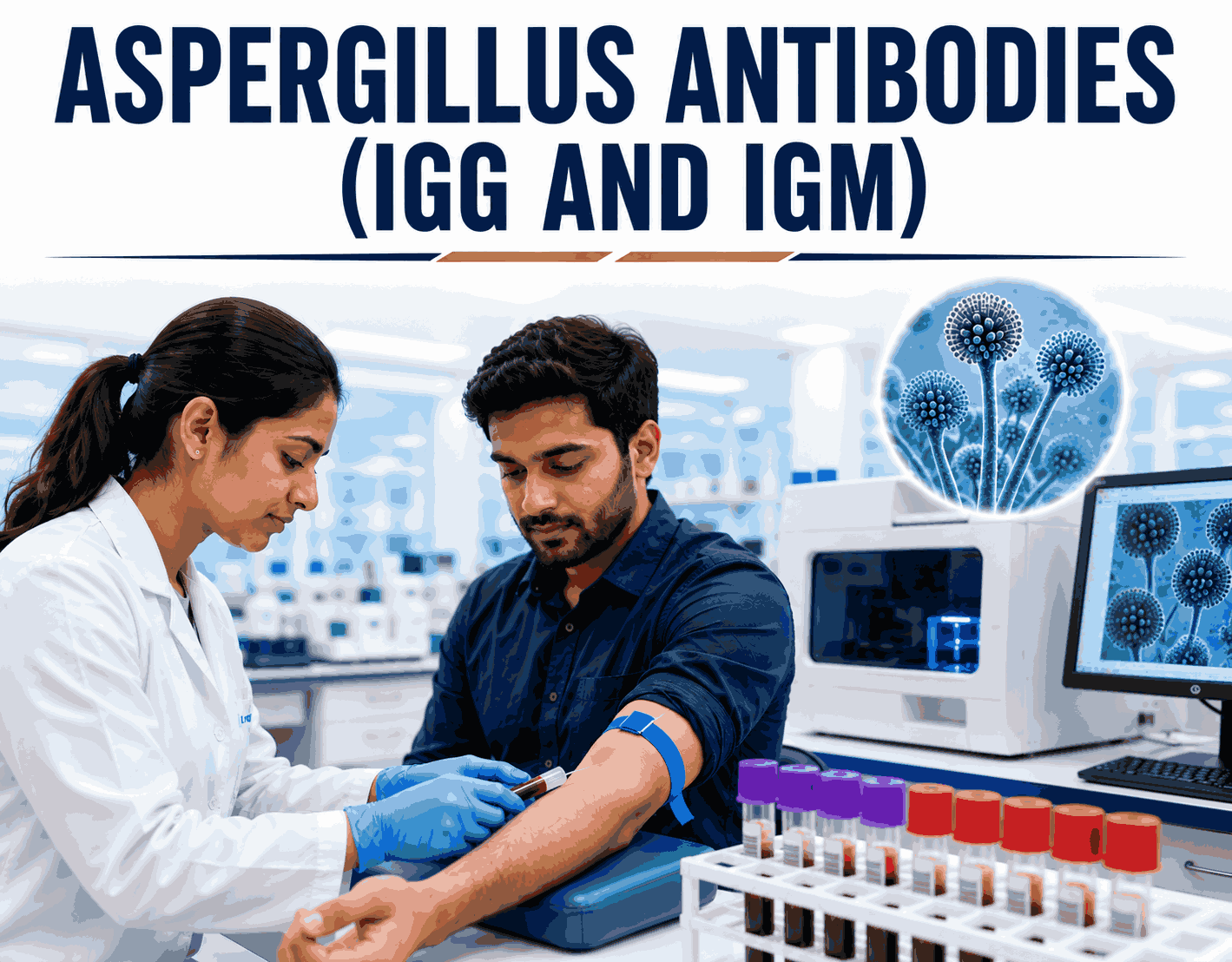 Aspergillus IgG and IgM antibodies blood test for diagnosing acute and chronic Aspergillus infections, chronic pulmonary aspergillosis, and fungal lung diseases